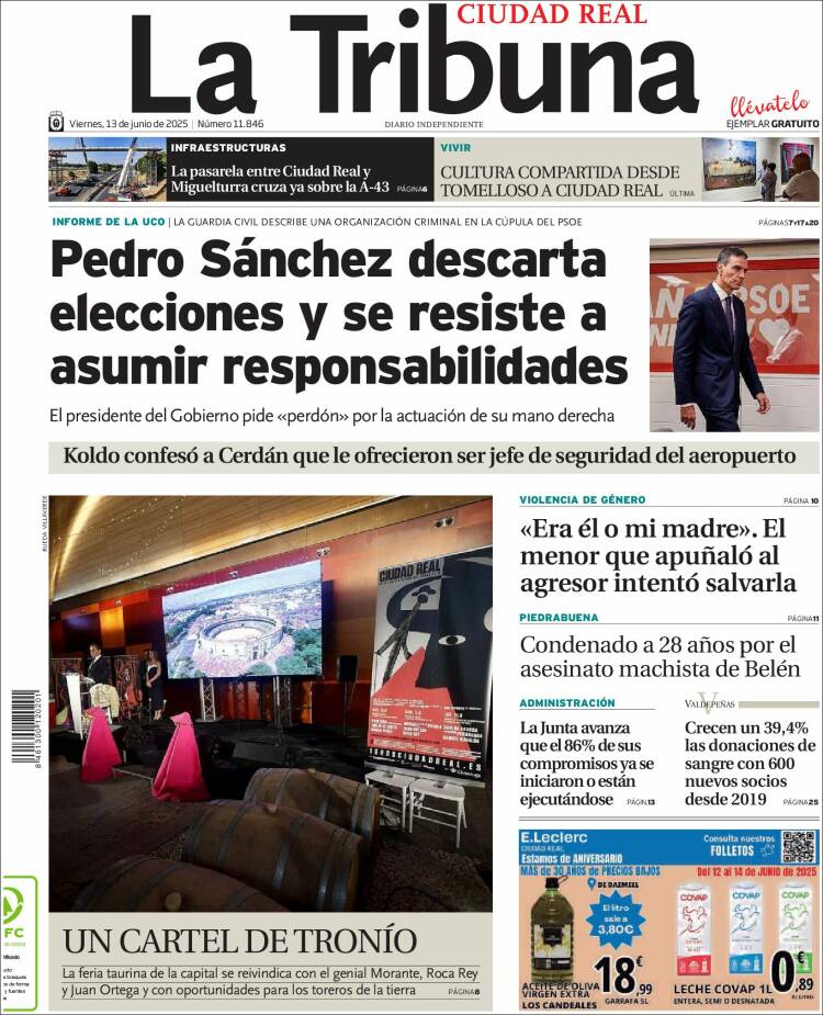 Portada de La Tribuna de Ciudad Real (España)
