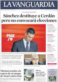 Portada de La Vanguardia (España)