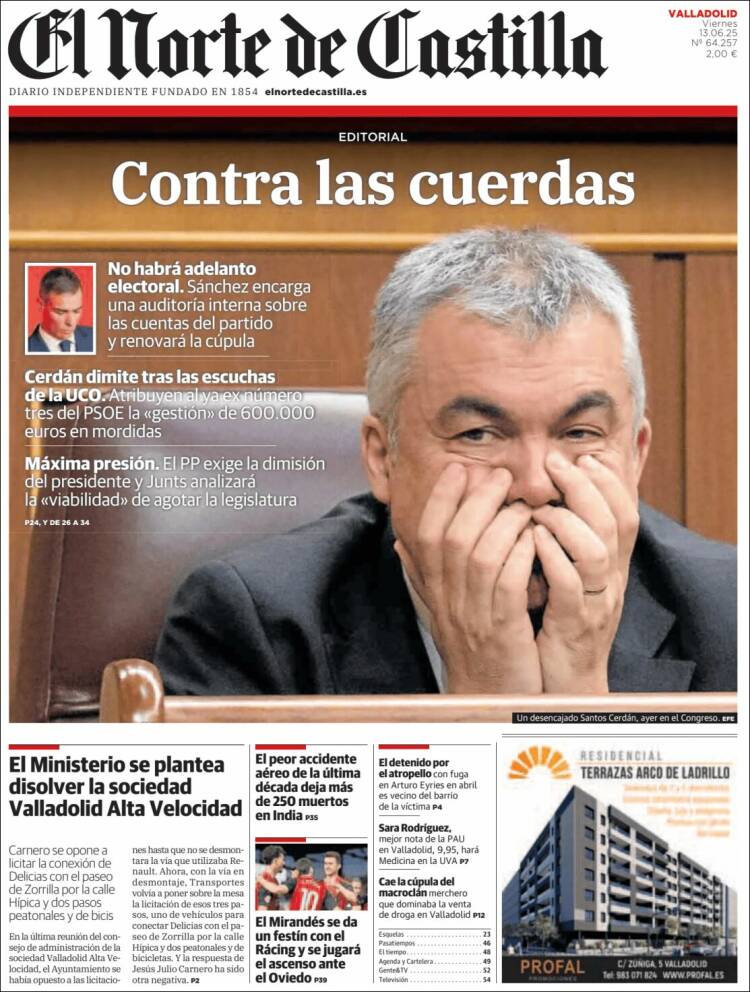 Portada de Norte de Castilla - Valladolid (España)