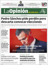 Portada de La Opinión de Málaga (España)