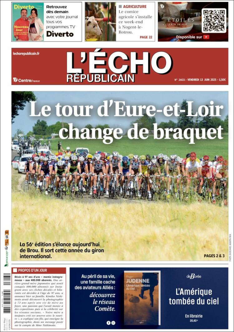 Portada de L'Echo Républicain (Francia)