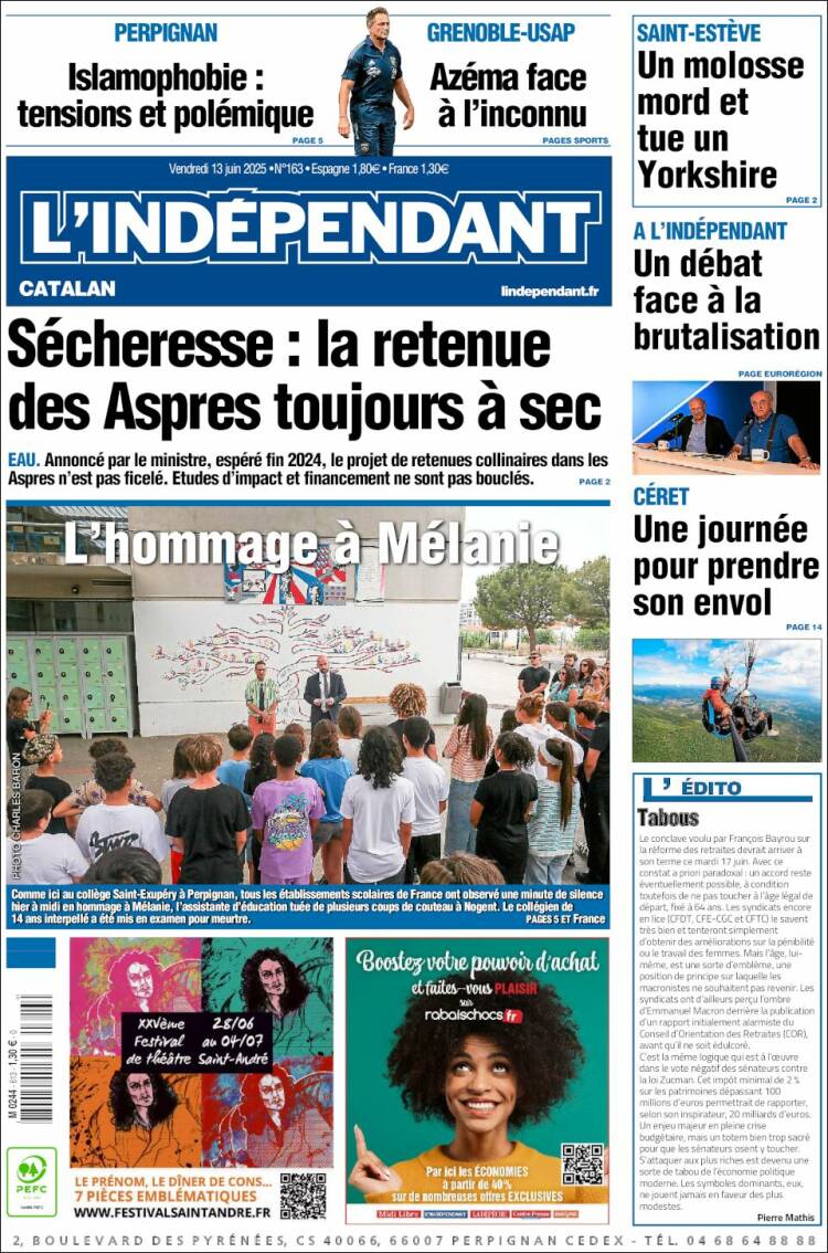 Portada de Le Indépendant (Francia)