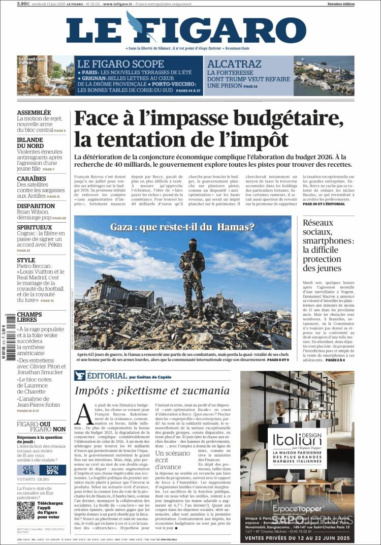 Portada de Le Figaro (Francia)