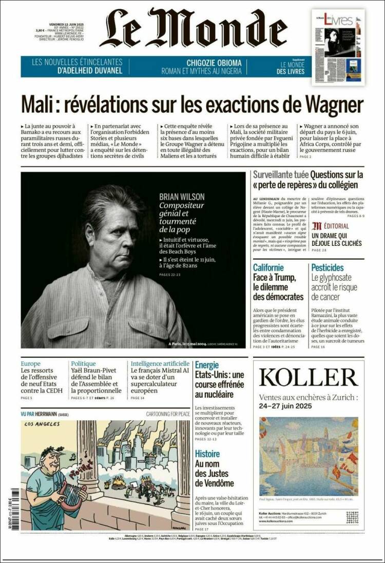 Portada de Le Monde (Francia)