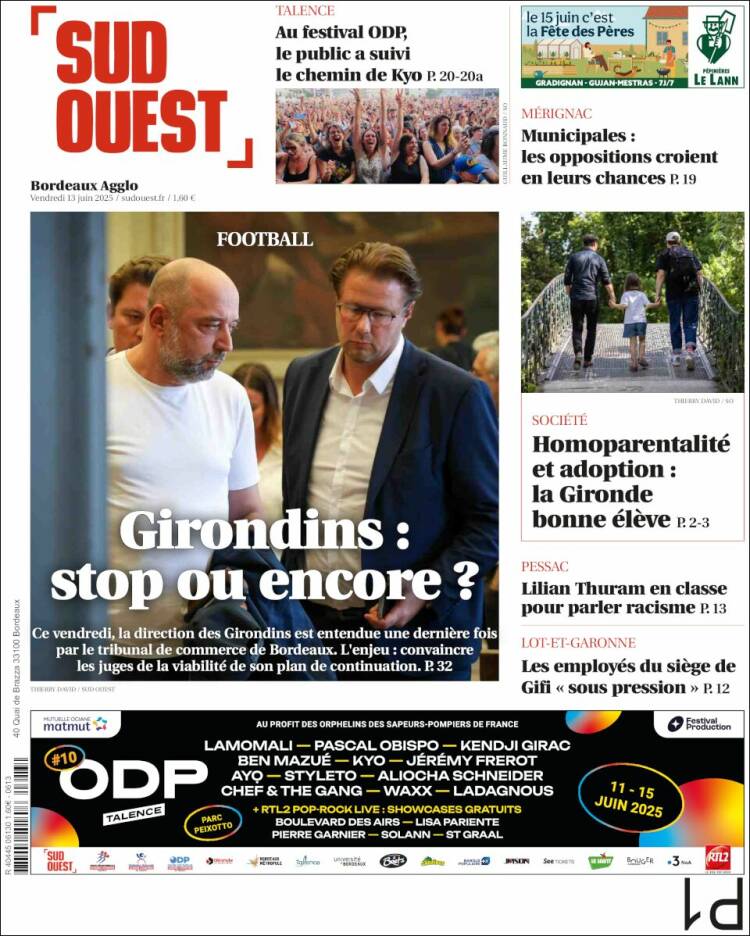 Portada de Sud Ouest (Francia)