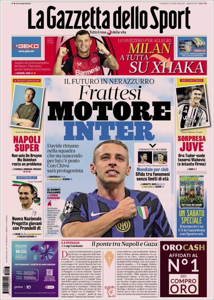 Portada de La Gazzetta dello Sport (Italia)