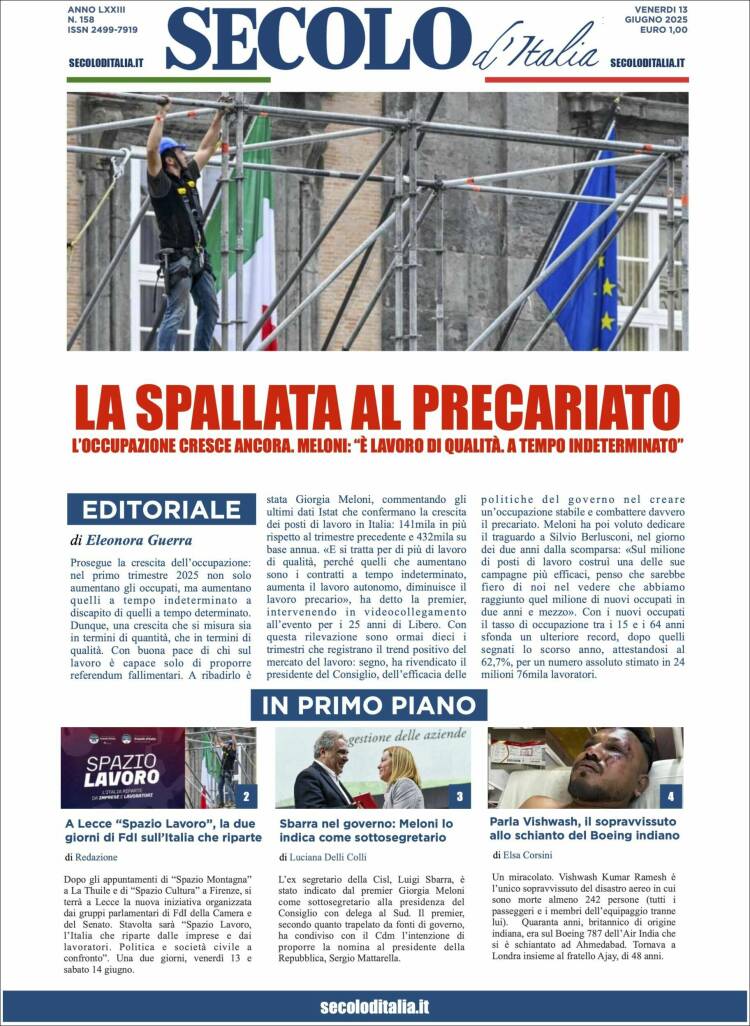 Portada de Secolo d'Italia (Italia)