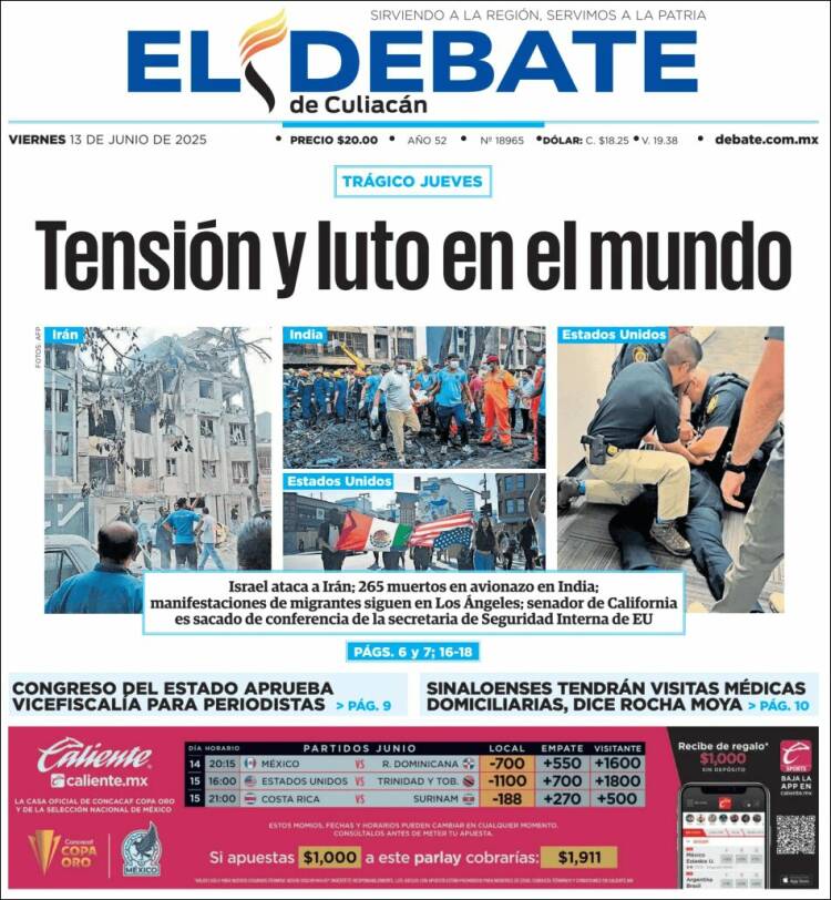 Portada de El Debate de Culiacán (Mexico)