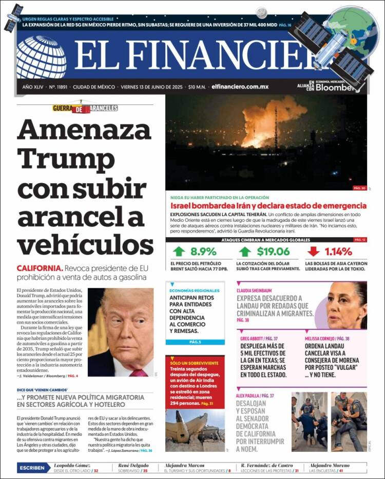 Portada de El Financiero (México)