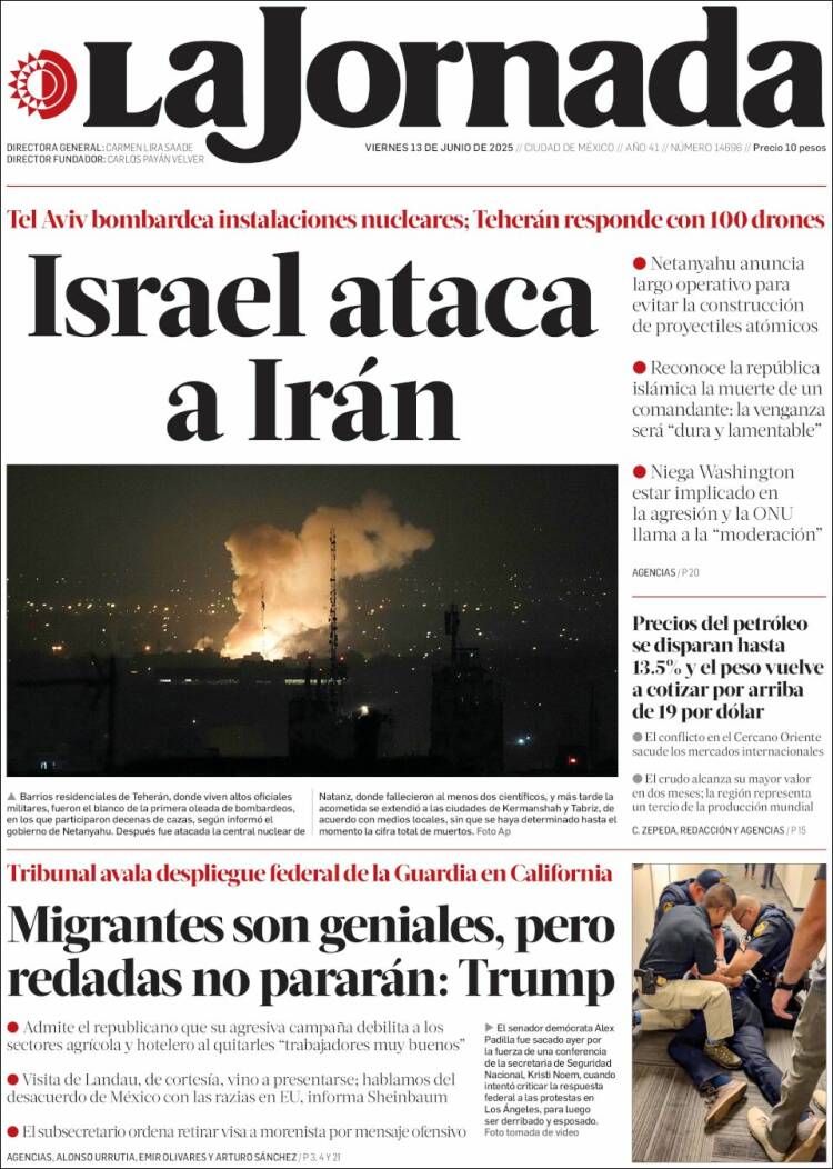 Portada de La Jornada (México)