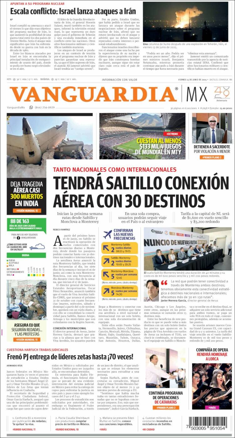 Portada de Vanguardia (México)