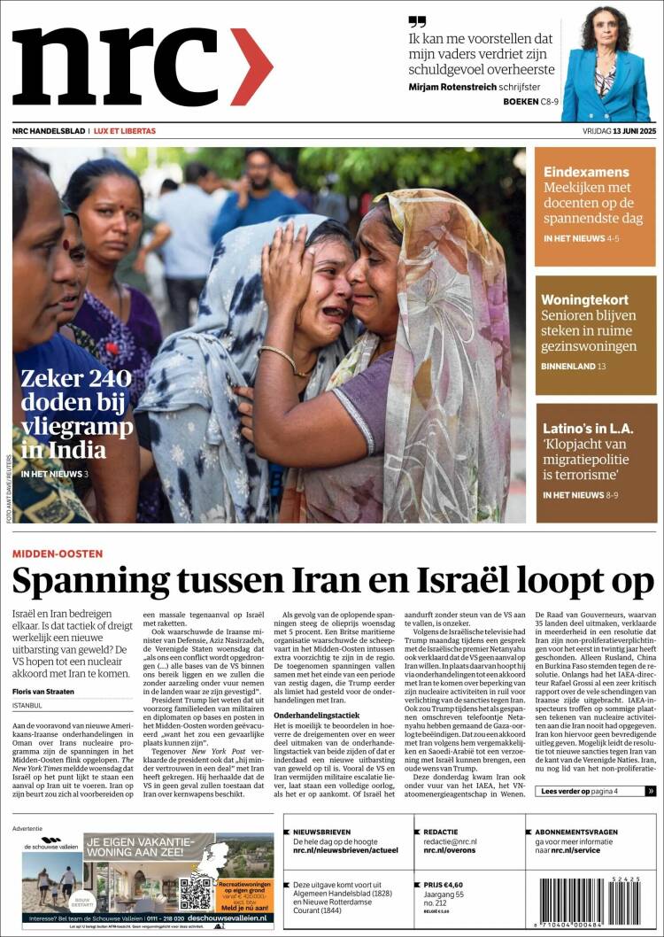 Portada de NRC Handelsblad (Países Bajos)