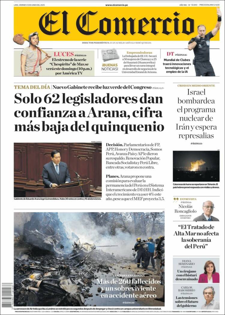 Portada de El Comercio (Perú)