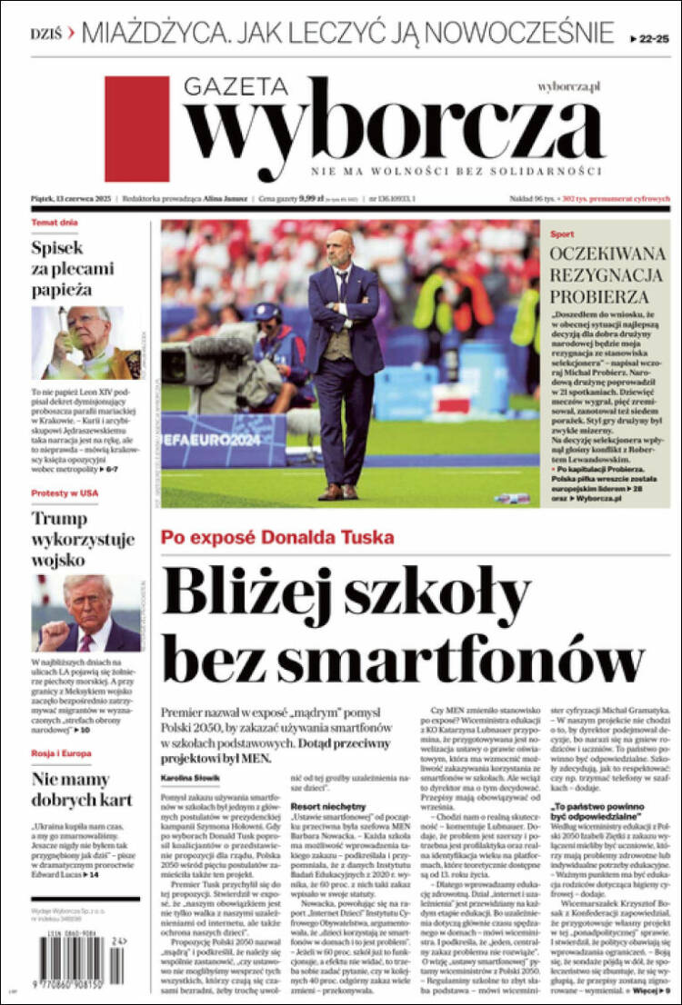 Portada de Gazeta Wyborcza (Polonia)