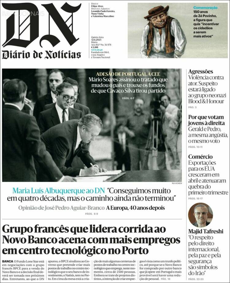 Portada de Diário de Noticias (Portugal)