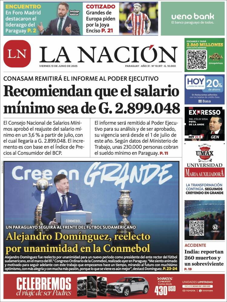 Portada de La Nación (Paraguay)