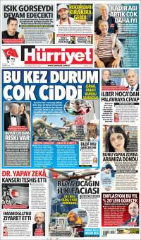 Portada de Hürriyet (Turquía)