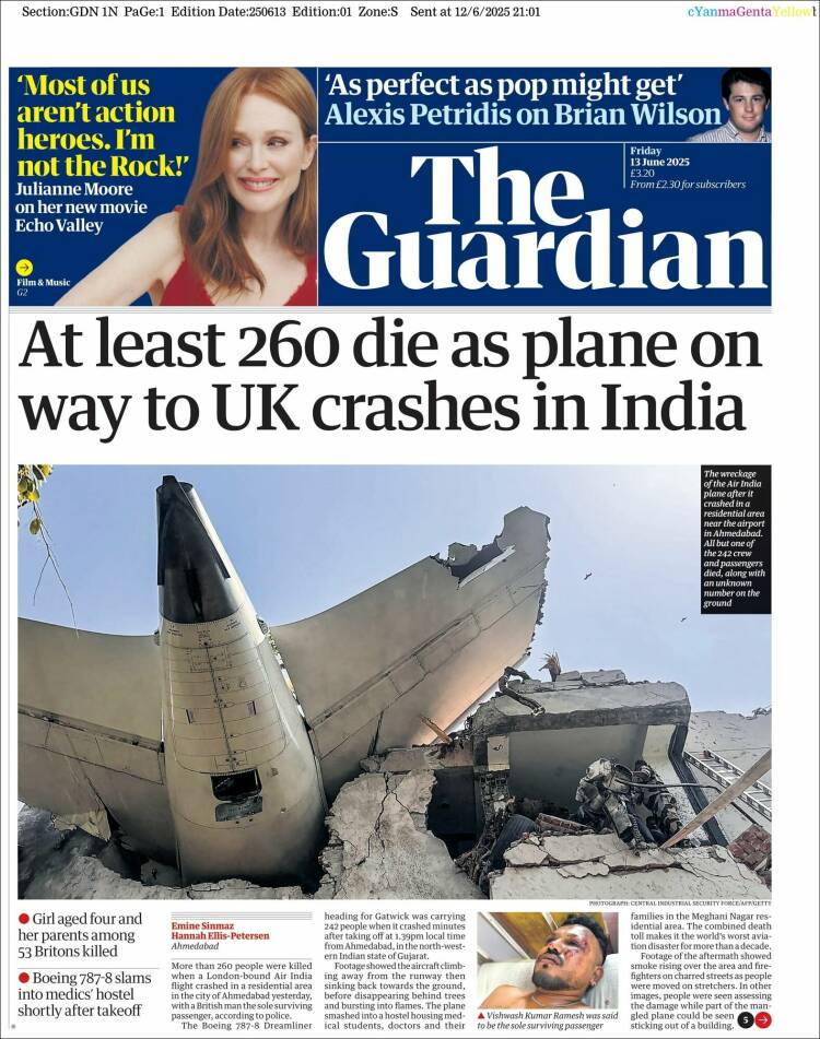 Portada de The Guardian (Reino Unido)