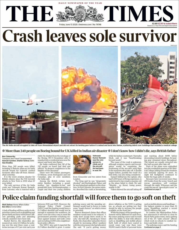 Portada de The Times (Reino Unido)