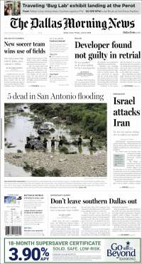 Portada de Dallas Morning News (USA)