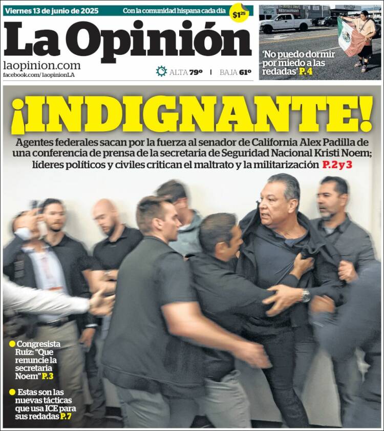 Portada de La Opinión (USA)
