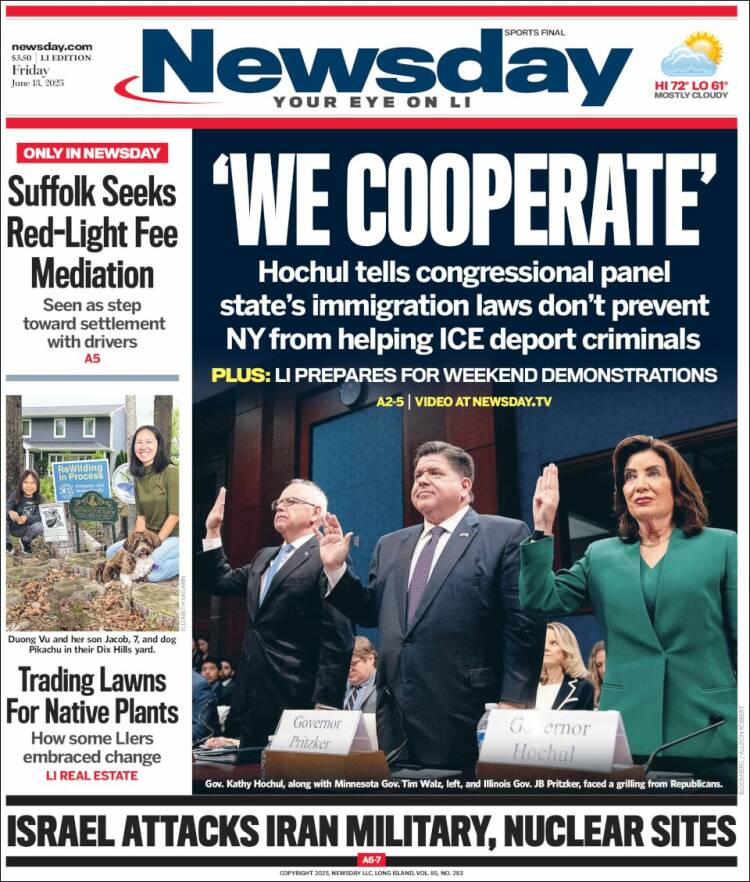 Portada de Newsday (USA)