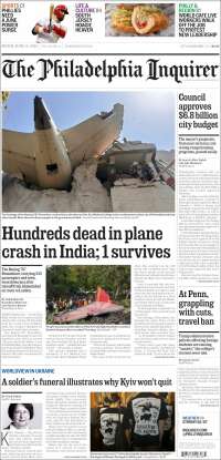 Portada de Philadelphia Inquirer (USA)