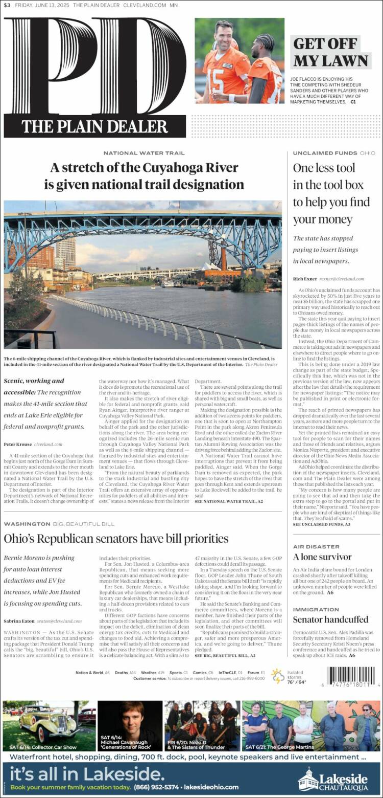 Portada de The Plain Dealer (USA)