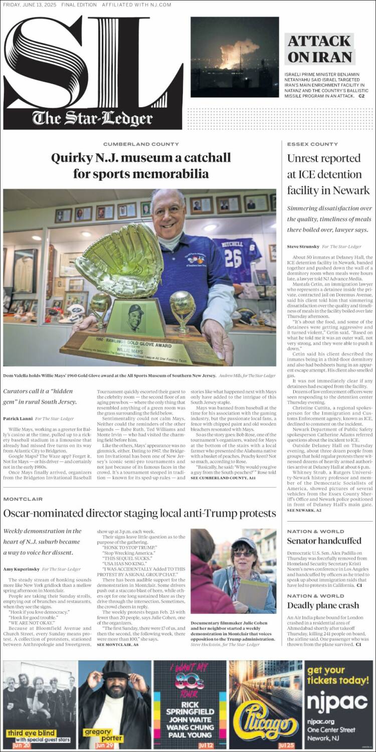 Portada de Star-Ledger (USA)