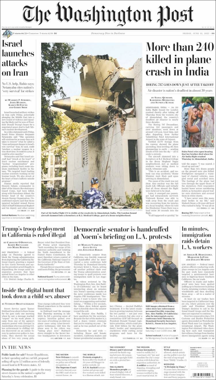 Portada de The Washington Post (USA)