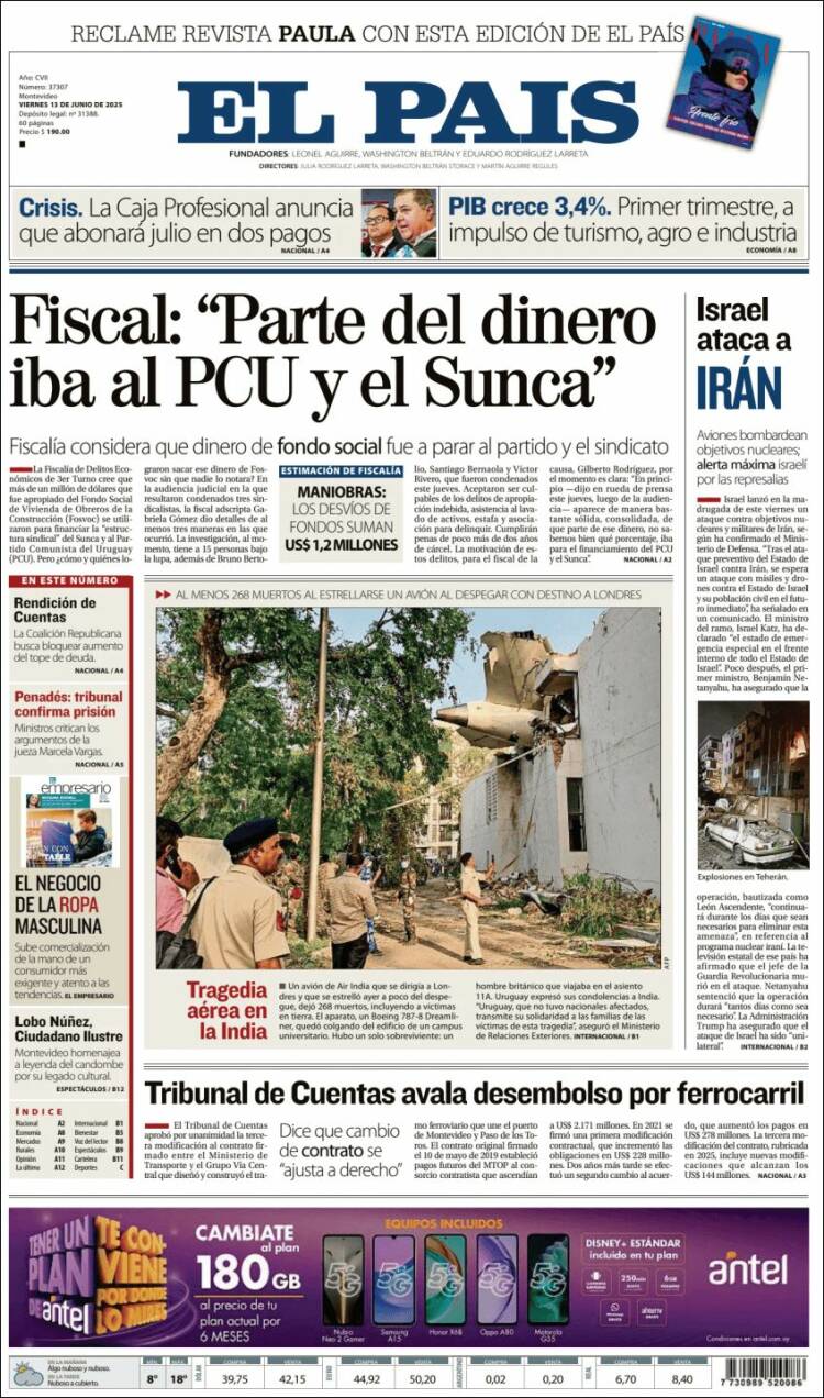 Portada de El País (Uruguay)