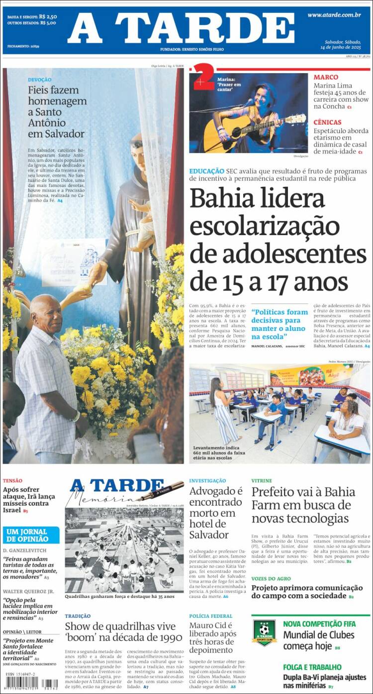 Portada de Diário A Tarde (Brasil)