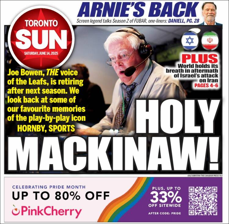 Portada de The Toronto Sun (Canadá)