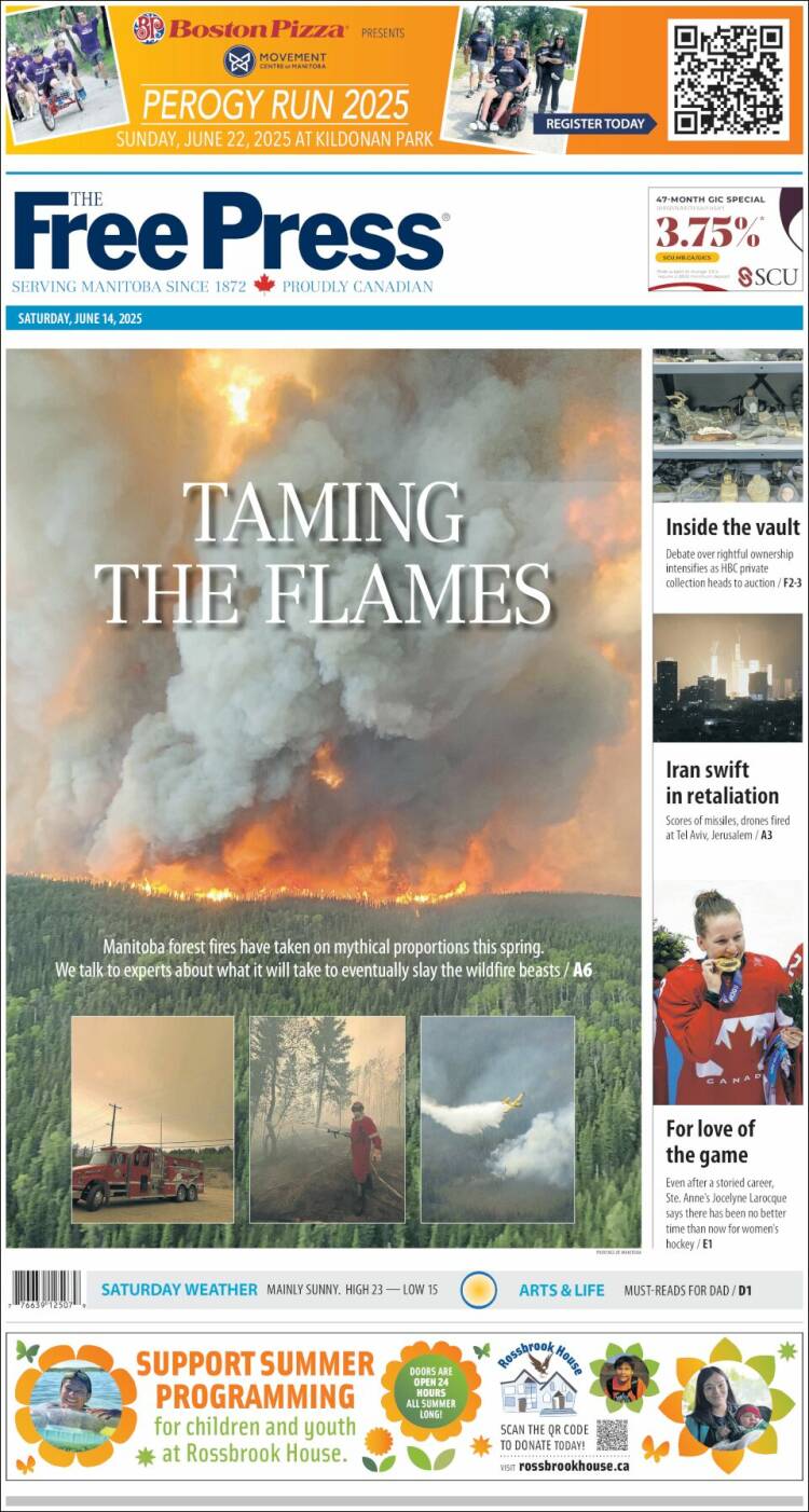 Portada de Winnipeg Free Press (Canadá)