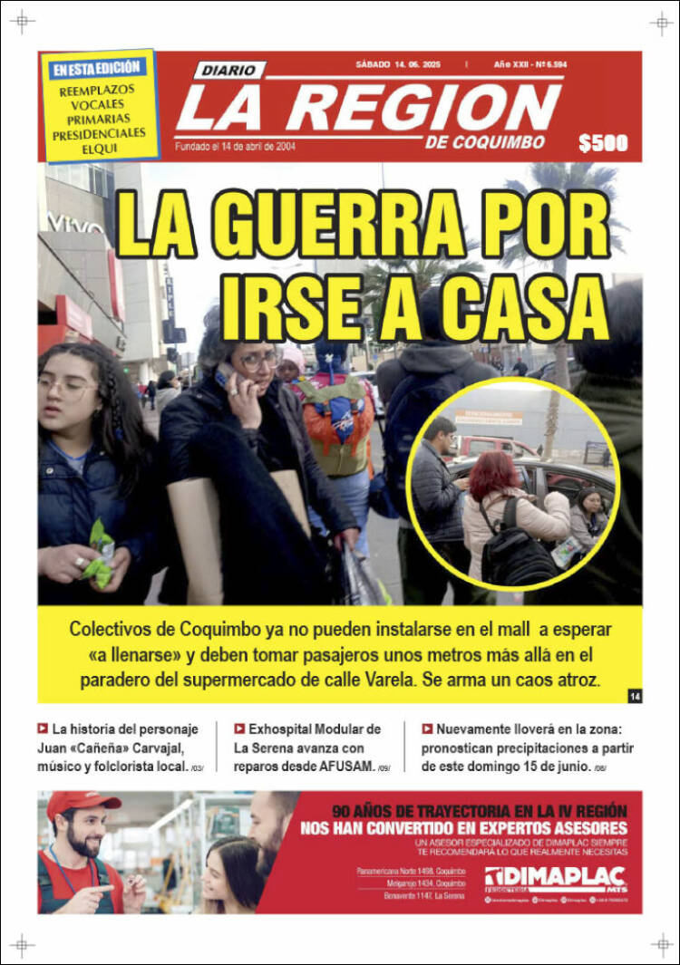 Portada de Diario La Región de Coquimbo (Chile)