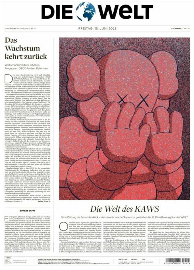 Portada de Die Welt (Alemania)