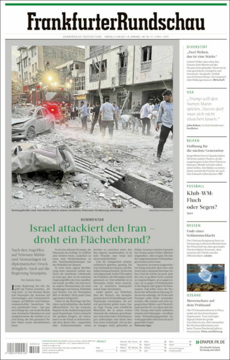 Portada de Frankfurter Rundschau (Alemania)