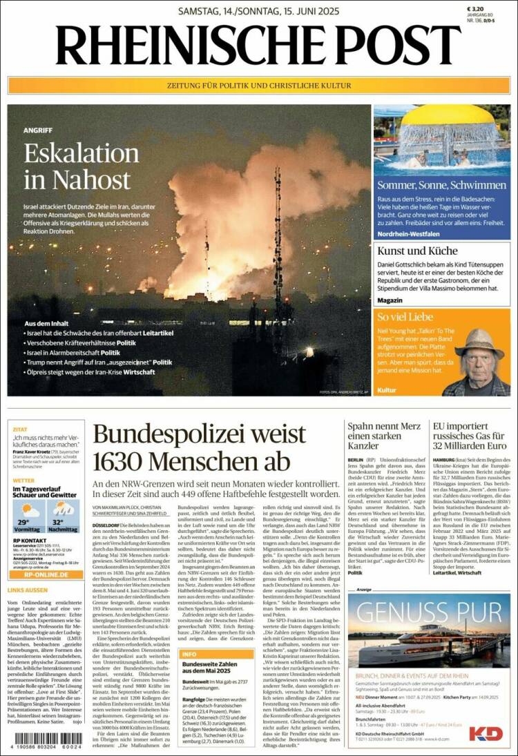 Portada de Rheinische Post (Alemania)