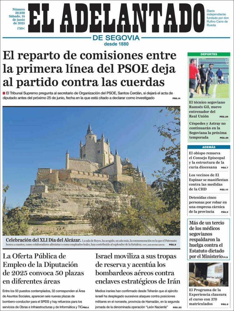 Portada de El Adelantado de Segovia (España)