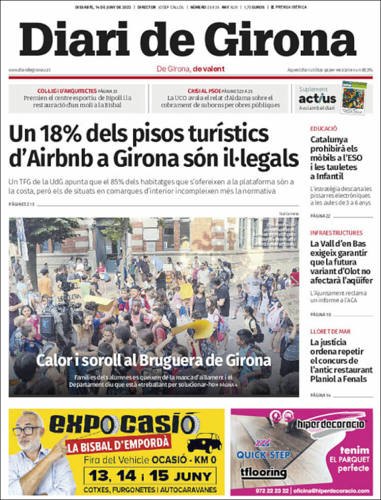 Portada de Diari de Girona (España)