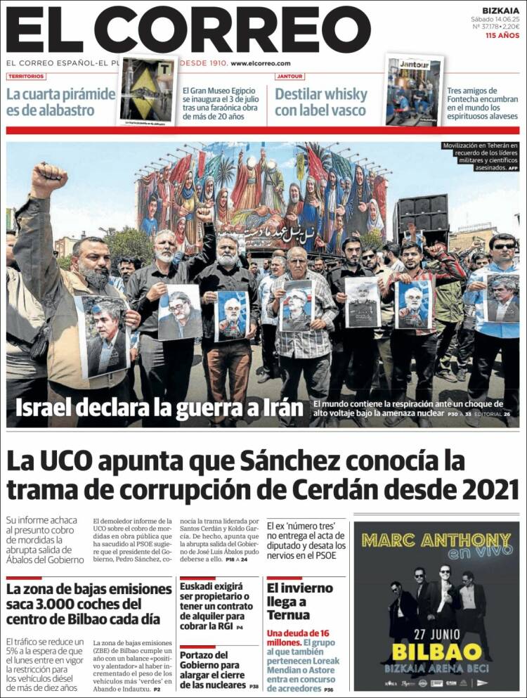 Portada de El Correo (España)