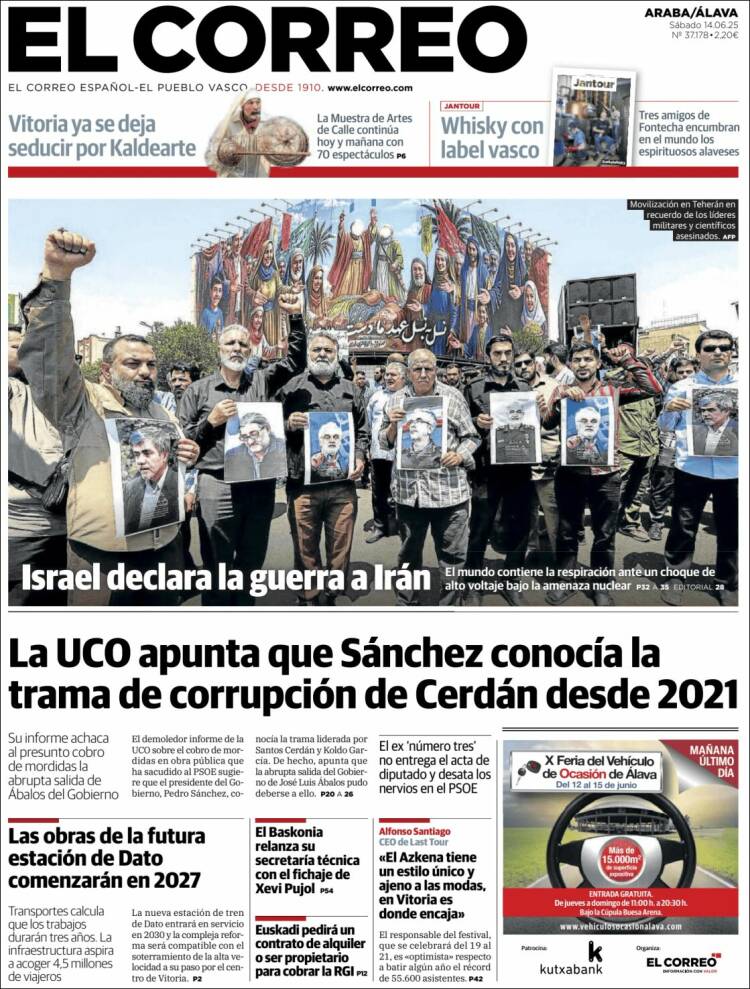 Portada de El Correo - Álava (España)