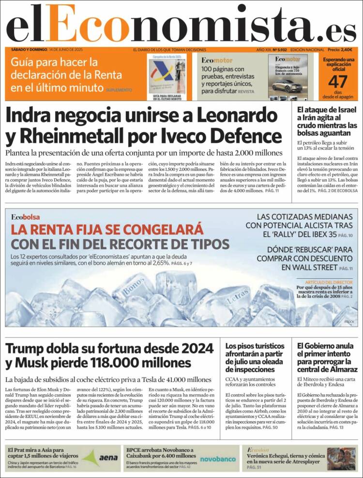 Portada de El Economista (España)