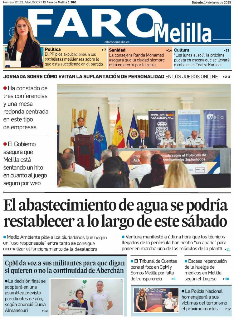 Portada de El Faro de Melilla (España)