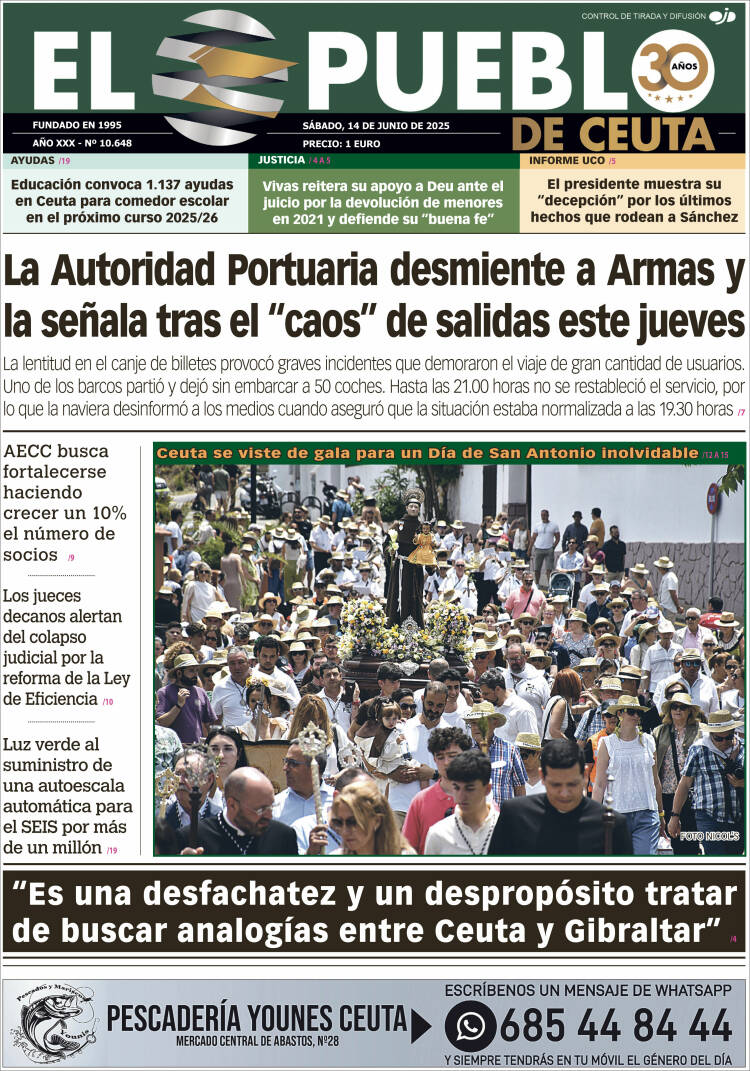 Portada de El Pueblo de Ceuta (España)
