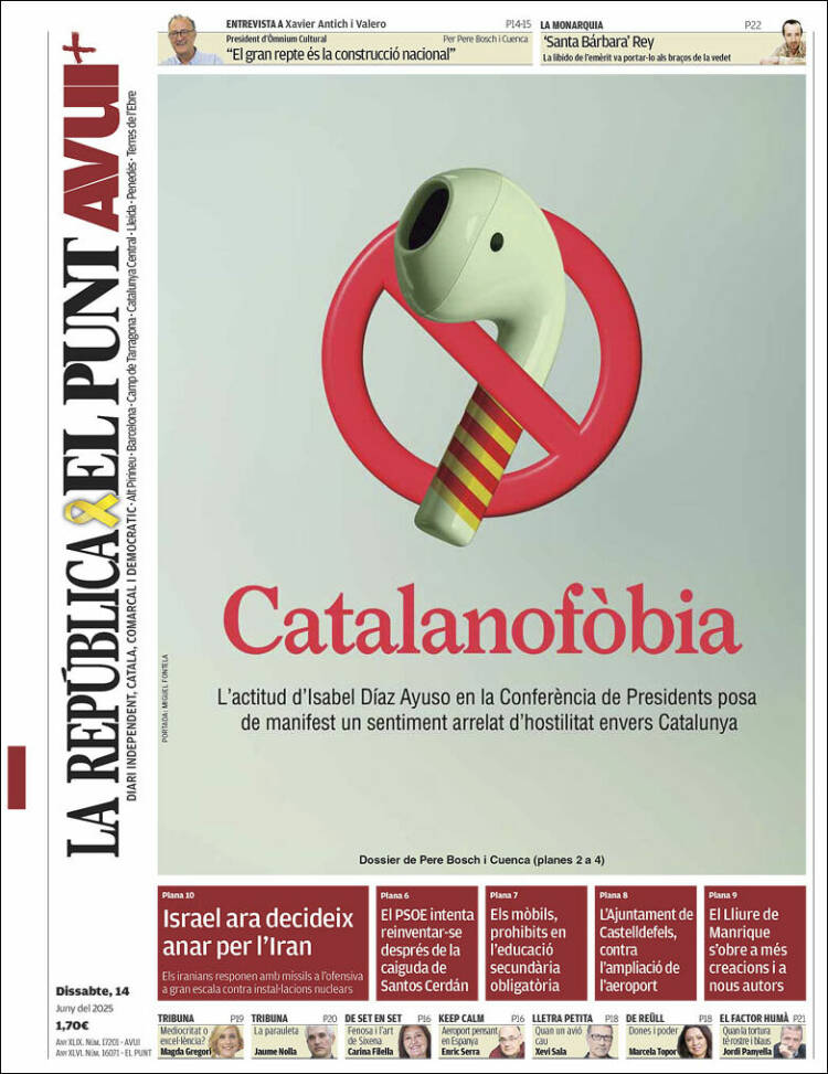 Portada de El Punt Avui (España)