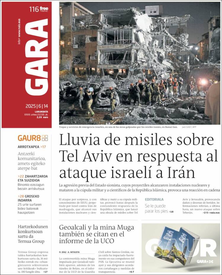 Portada de Gara (España)