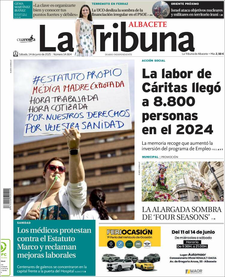 Portada de La Tribuna de Albacete (España)