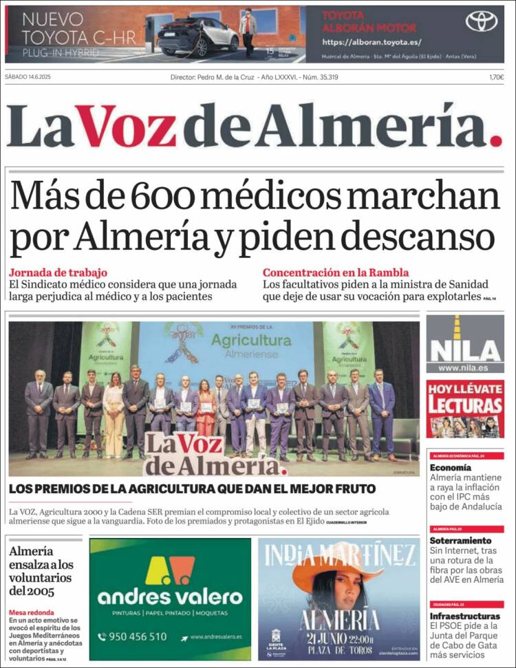 Portada de La Voz de Almería (España)