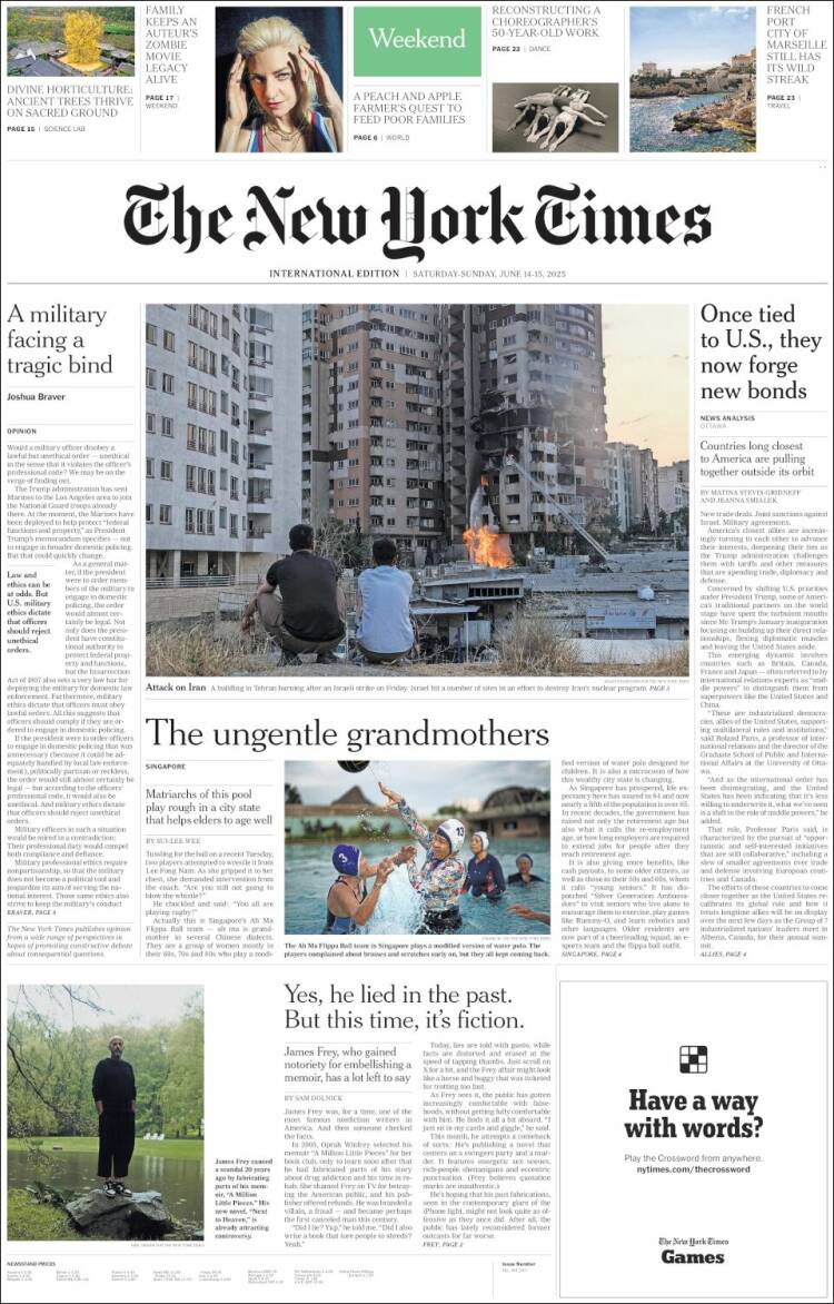 Portada de International New York Times (Europa)